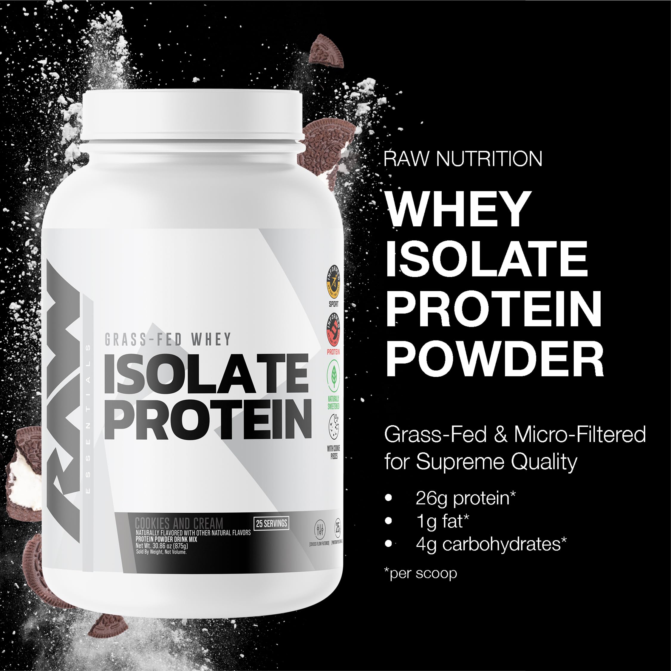 Proteína RAW con sabor Galletas y Crema mezclada para entrenamiento diario