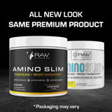 Amino Slim mezcla en vaso, sabor limón y apoyo a antojos durante el entrenamiento.