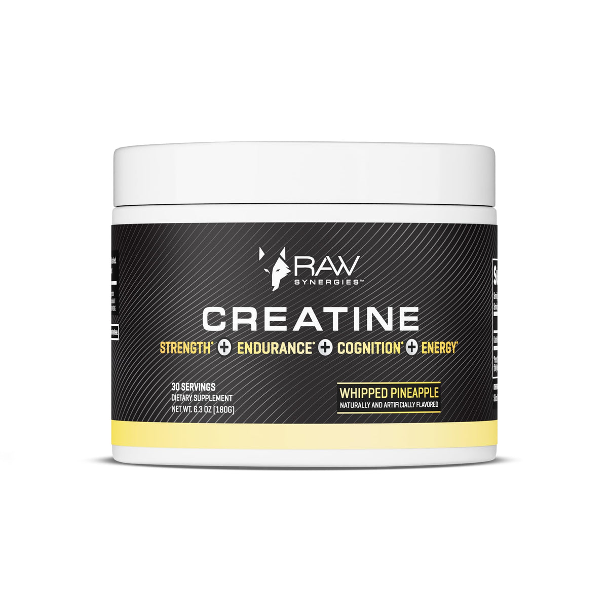 RAW Synergies Creatine Whipped Pineapple – botella lista para hidratación durante entrenamientos.