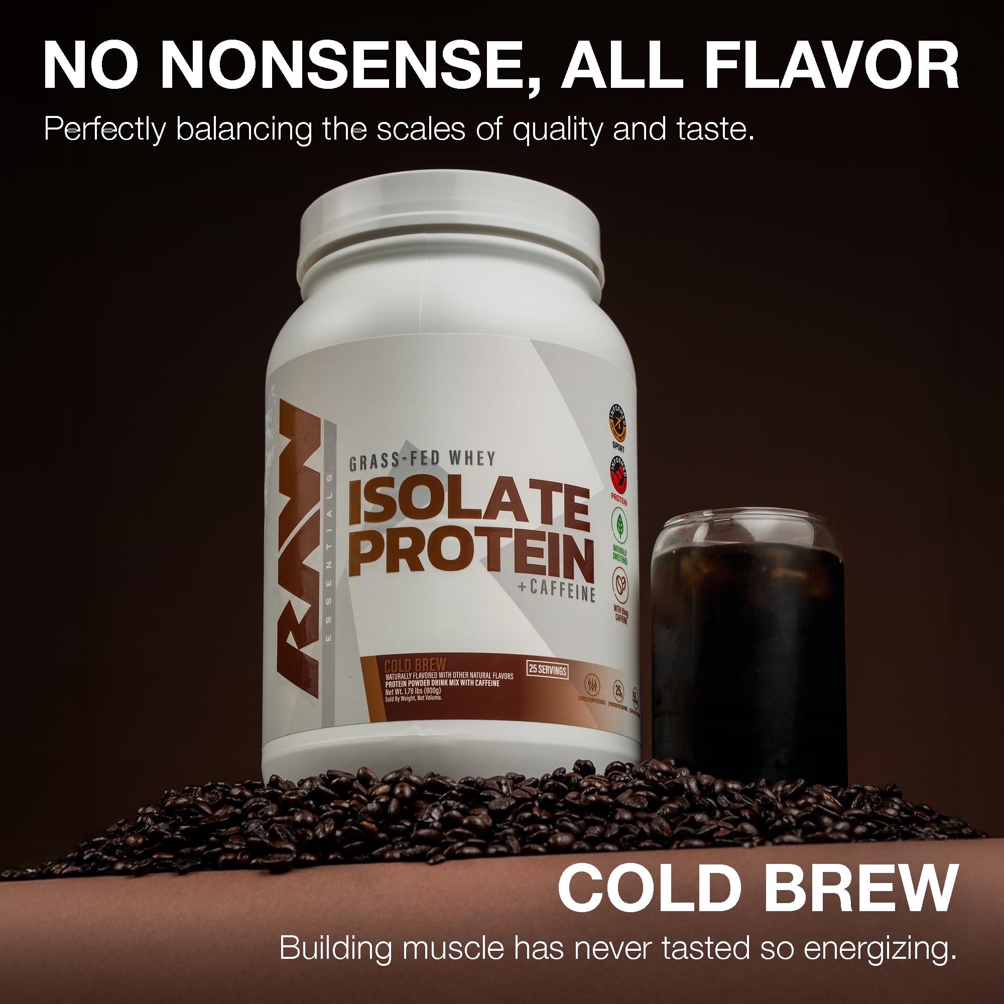 RAW Whey Isolate batido-cafe-frio muestra bebida lista para entrenamiento y energía