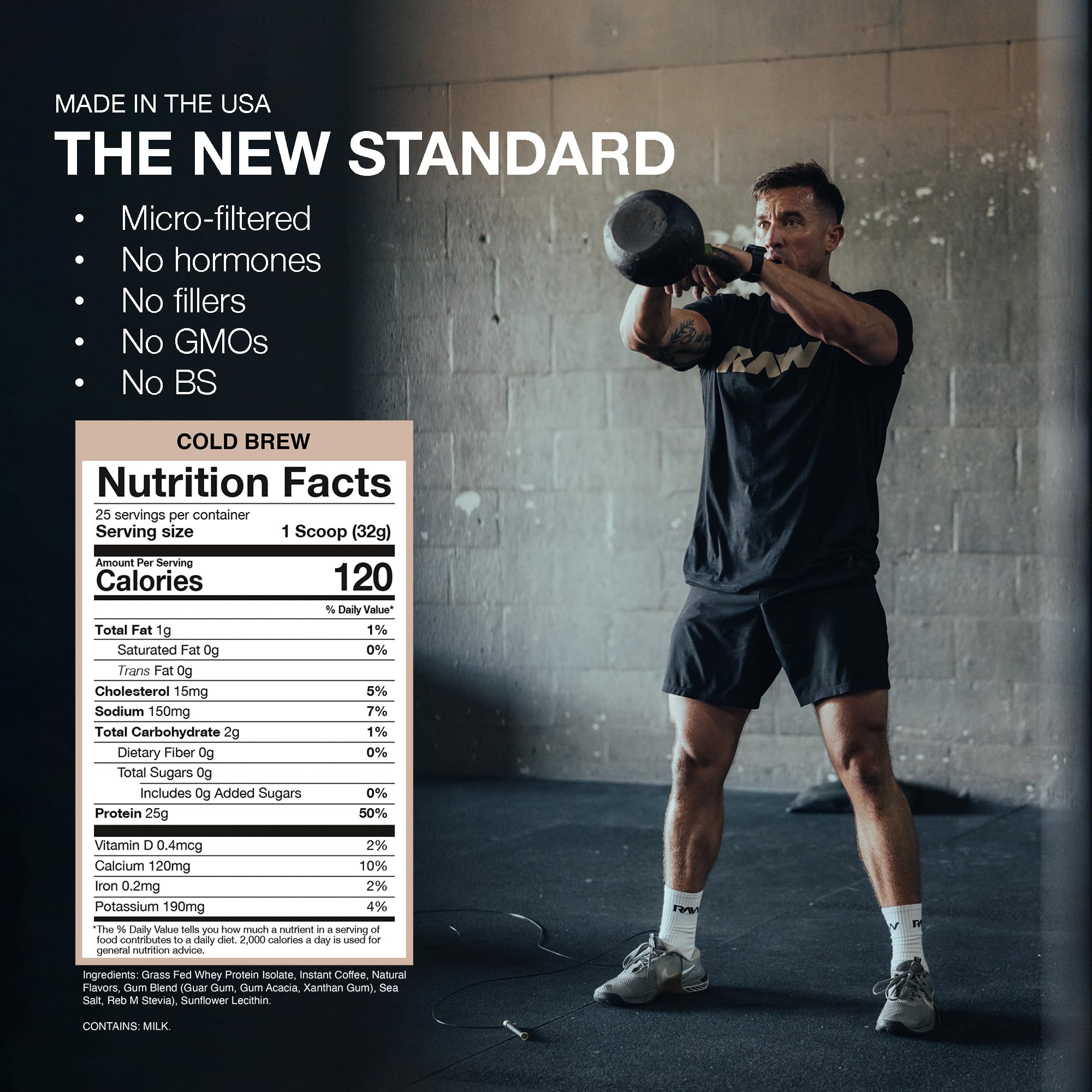 RAW Whey Isolate polvo-textura captura polvo fino para mezclar rápidamente