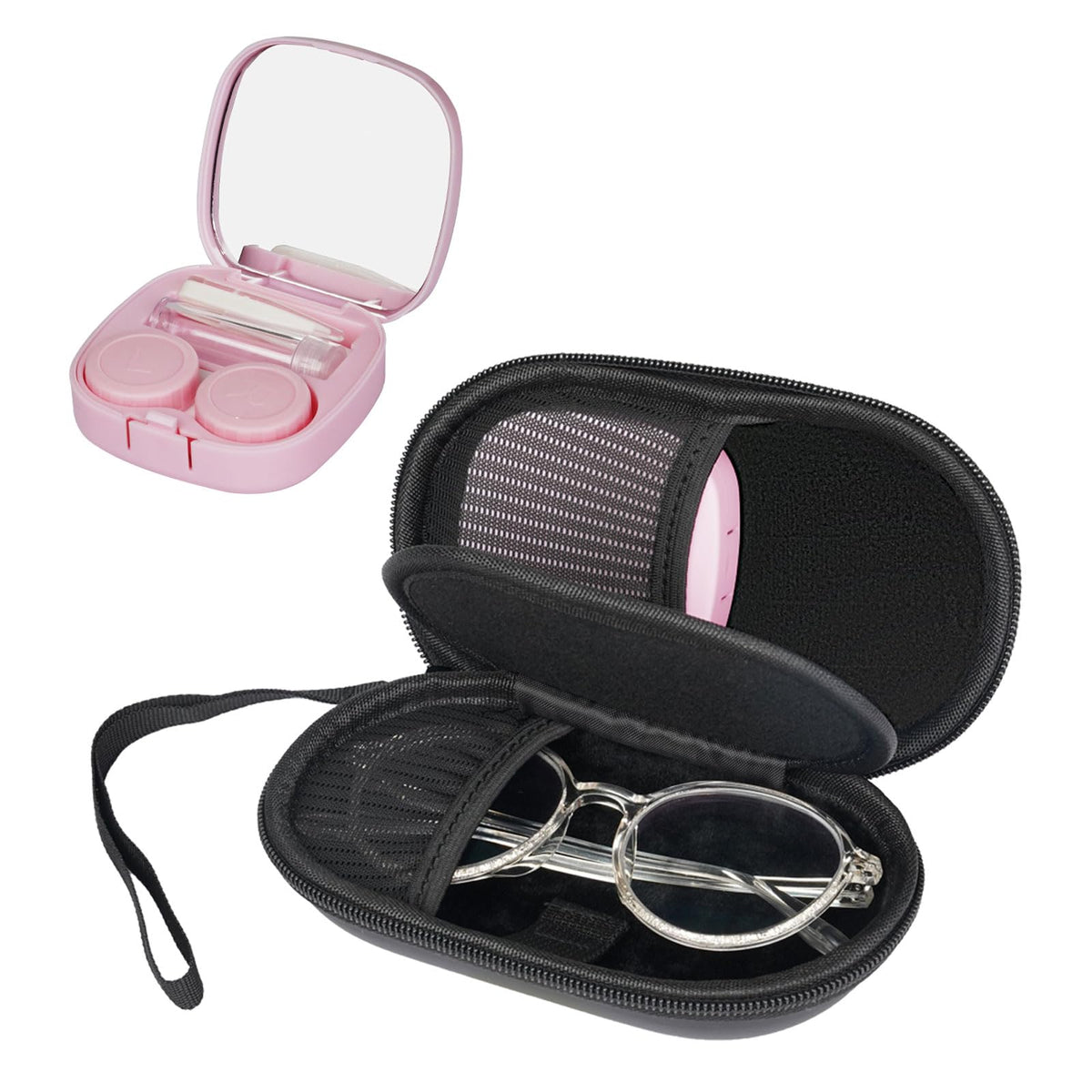 RAWILL estuche 2 en 1 para lentes y gafas, ideal para viajar.