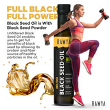 RAWYA Aceite de semilla negra, textura rica, ideal para cuidado de piel.
