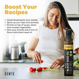RAWYA Uso culinario del aceite de semilla negra, añade sabor y nutrientes.