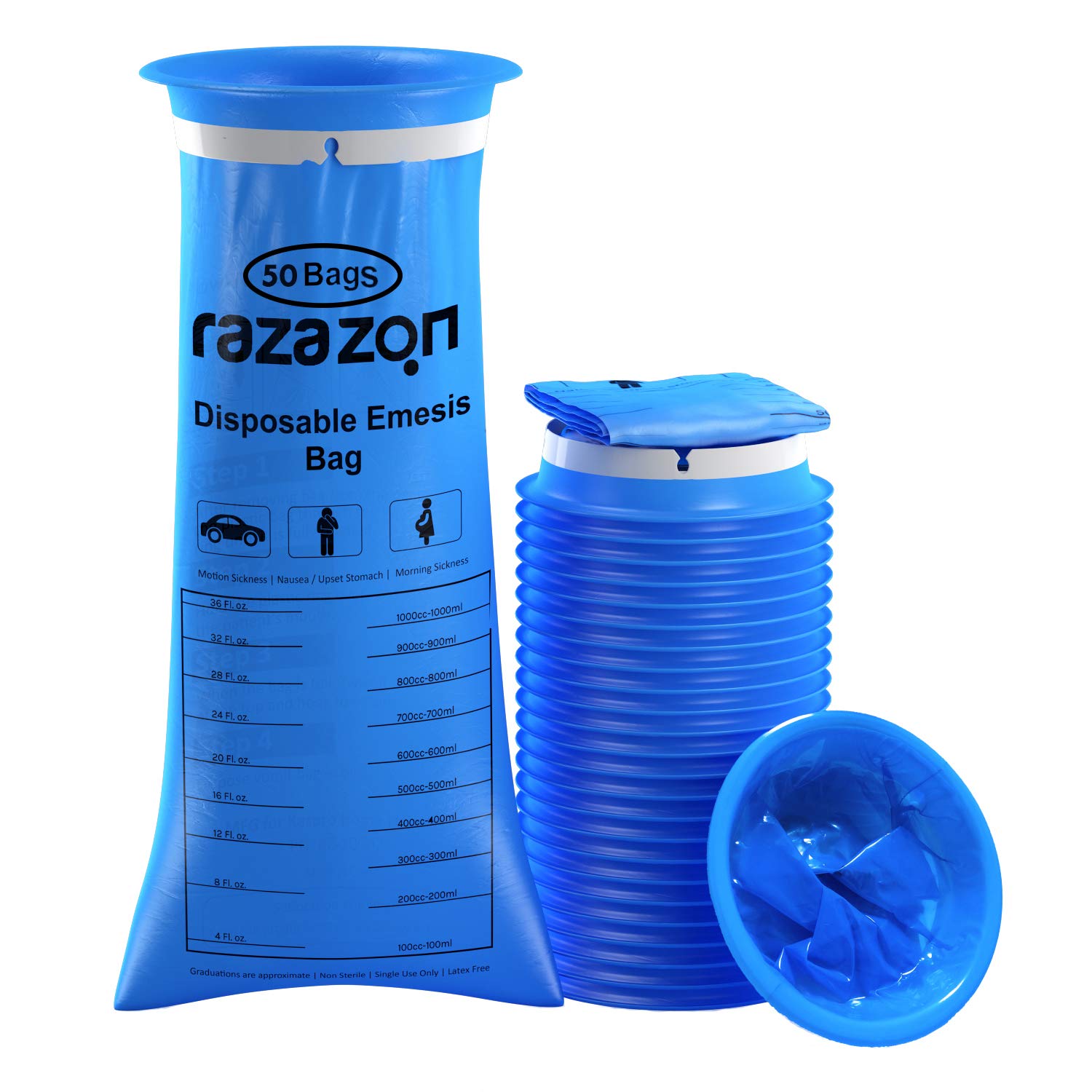 bolsas de vómito Razazon azules, 50 unidades, para coche