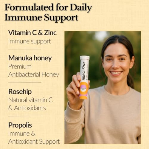 Bebida naranja REACTONZ Immunity Plus lista para beber tras disolución.