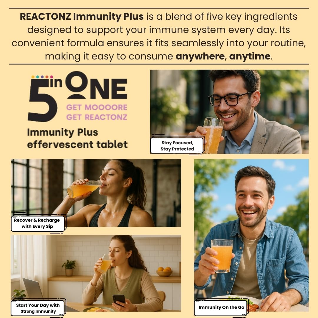 REACTONZ Immunity Plus para un estilo de vida activo y práctico.