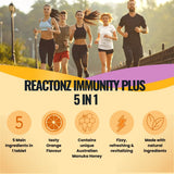 REACTONZ Immunity Plus sin gluten ni colorantes artificiales.