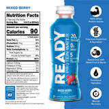Ready agua proteica clara etiqueta Frutos Rojos Mixtos y hidratación