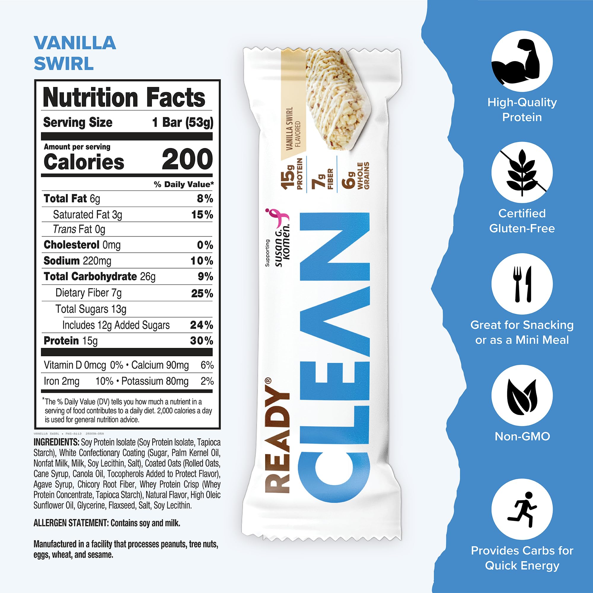 Barra Ready Protein con 15 g de proteína de suero para músculo y energía sostenida
