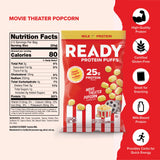 Ready Protein Puffs bolsa 2,5 oz, snack proteico práctico para llevar.