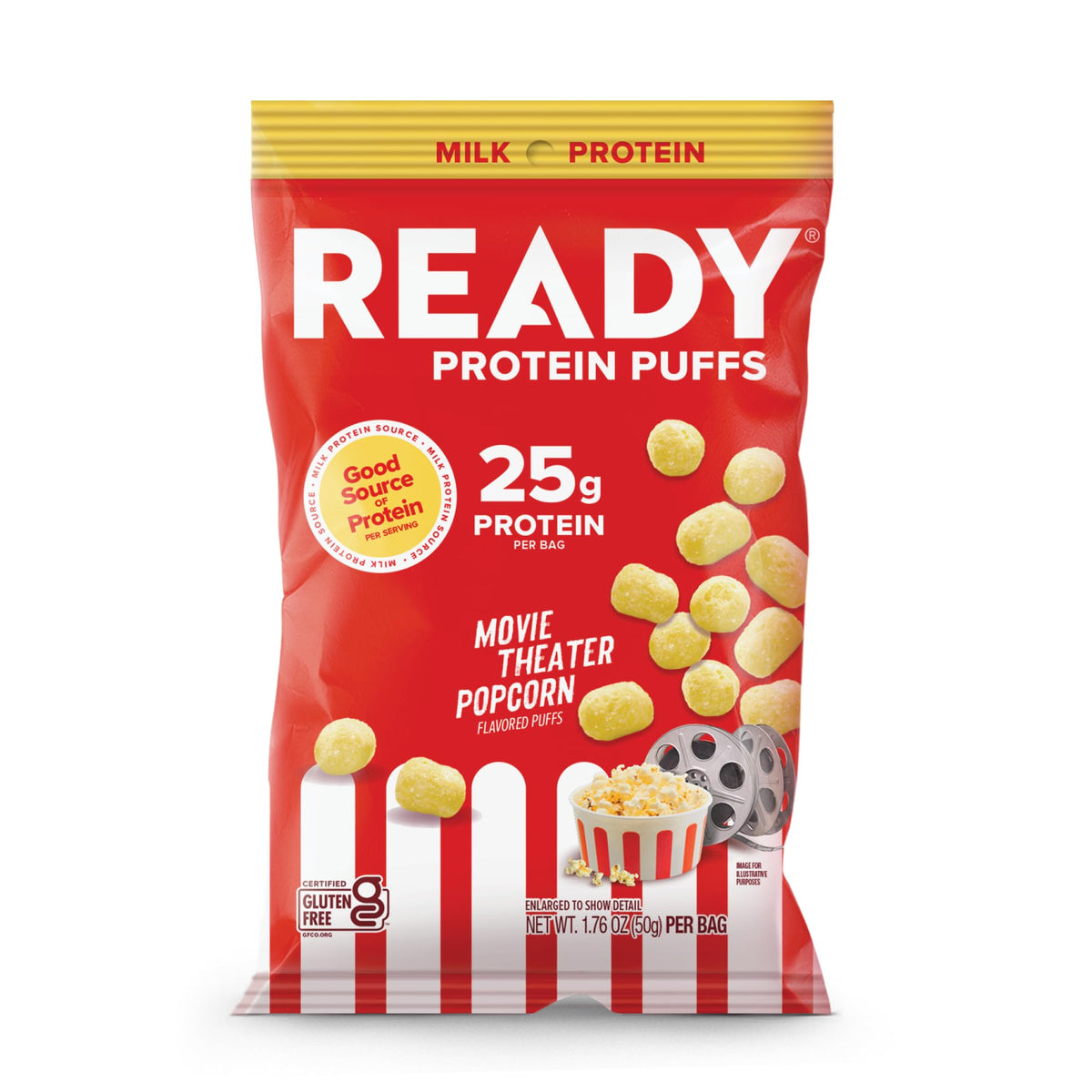 Ready Protein Puffs palomitas de cine mantequilla, 80 calorías por porción.