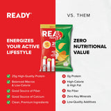 Textura crujiente de Ready Protein Puffs, sabroso complemento a cualquier pausa.
