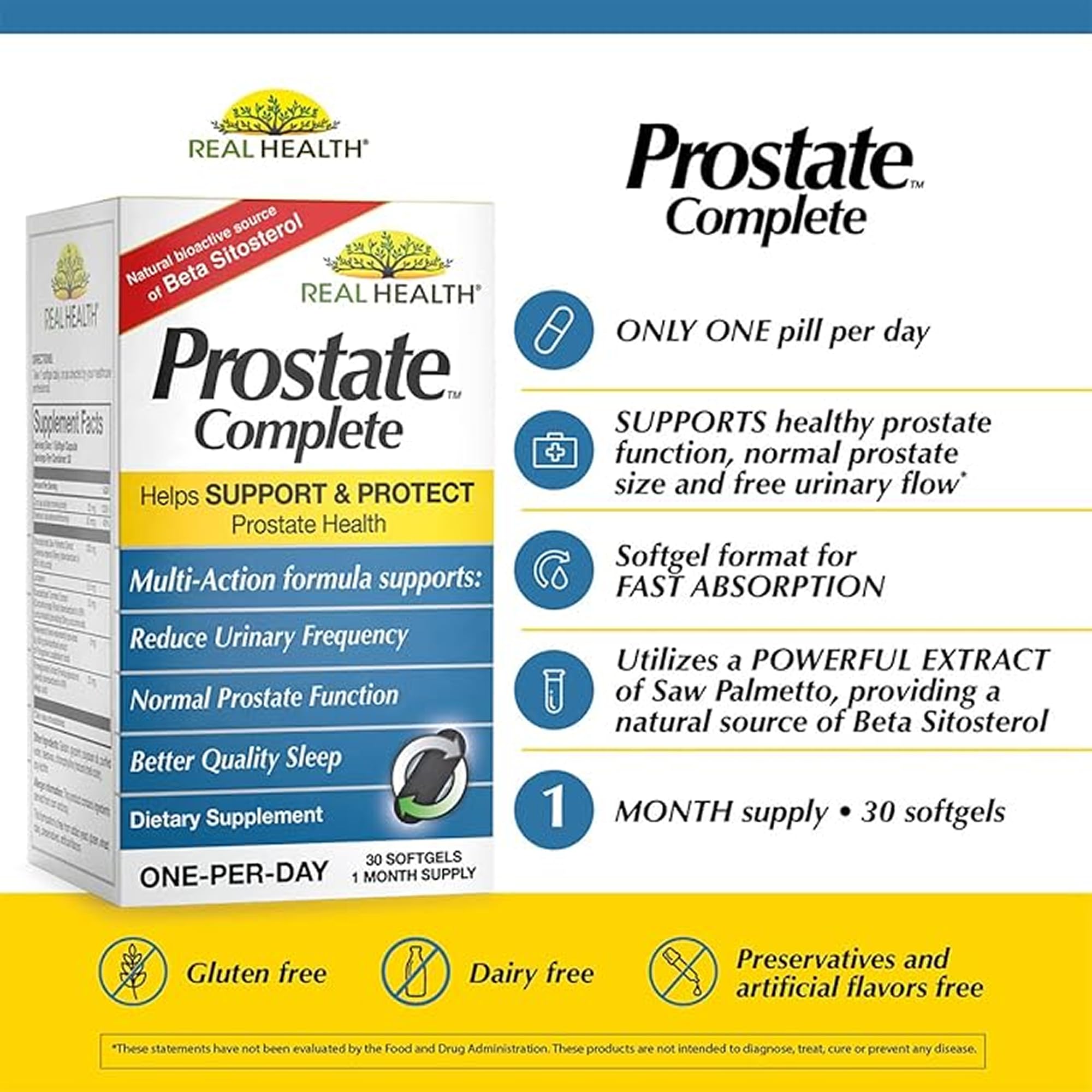 Real Health Prostate Complete: cápsulas blandas listas para la dosis diaria.