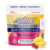 Real Ketones BHB Exógeno, paquetes frambuesa-limonada para energía sostenida sin azúcar.