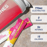 Real Ketones BHB Exógeno, paquetes frambuesa-limonada para keto rápido sin azúcares.