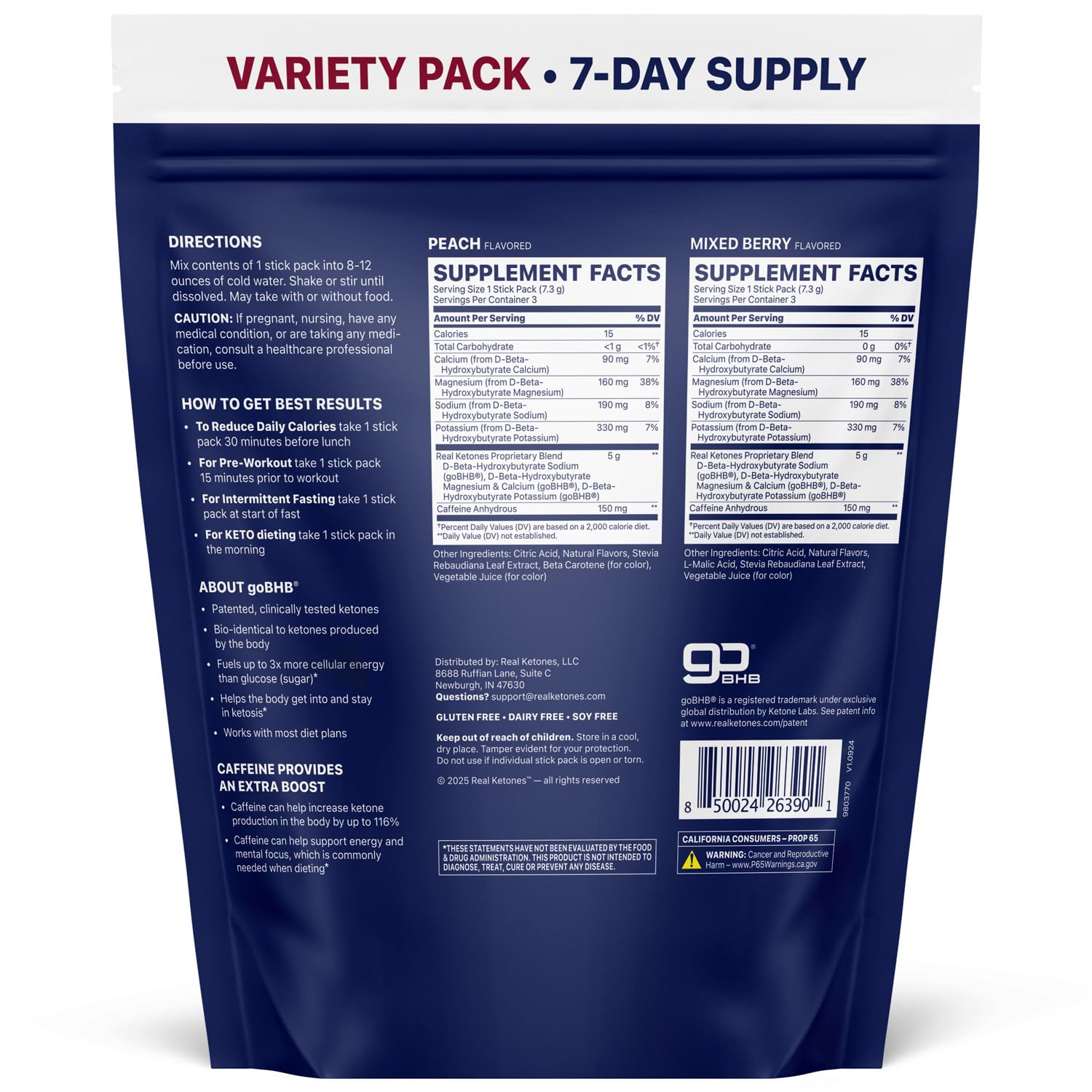 Real Ketones BHB Exógeno, sabor frutos rojos: mezcla conveniente para keto.