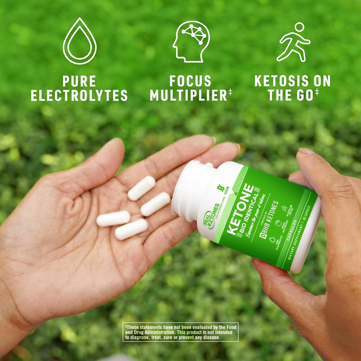 Real Ketones BHB capsulas en agua liberacion suave de energia