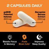 Real Ketones goBHB etiqueta que muestra la fuente de energía cerebral.