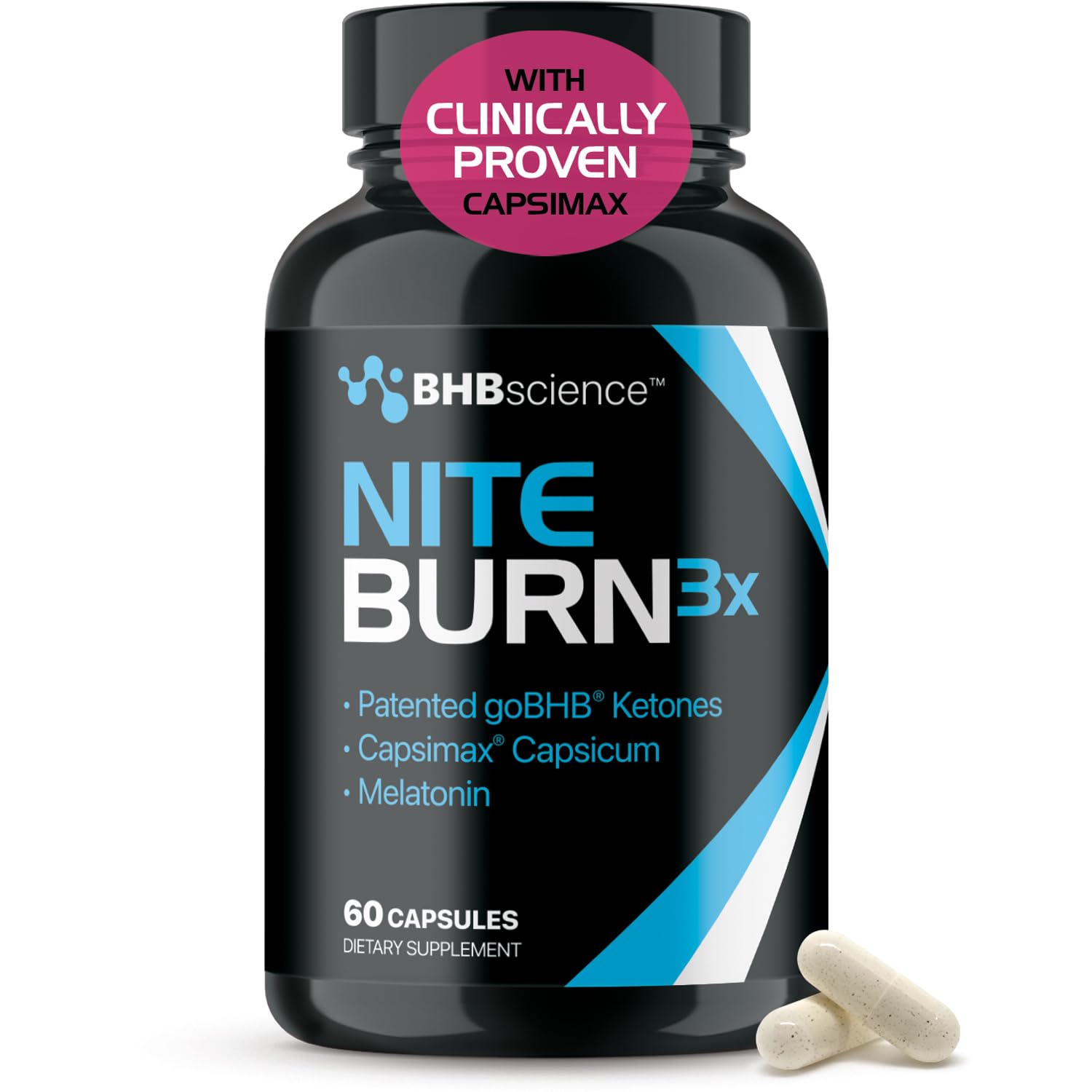 Real Ketones Night Burn: caja del producto con diseño nocturno y branding claro.
