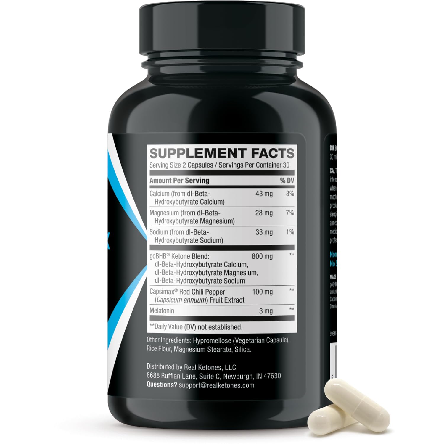 Real Ketones Night Burn: envase con diseño elegante para consumo nocturno.