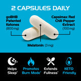 Real Ketones Night Burn: etiqueta frontal destacando información clave.