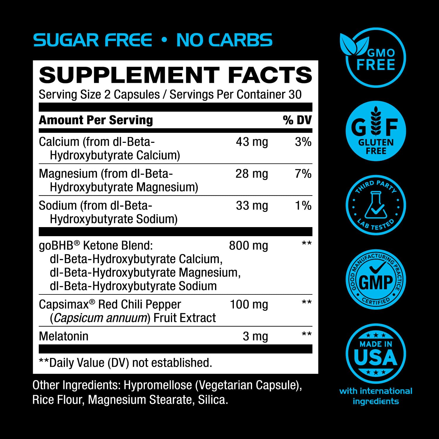 Real Ketones Night Burn: cápsulas oscuras para manejo del ritmo nocturno.