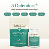 Real Mushrooms 5 Defenders extracto de fruto de hongo para energía sostenida