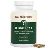 Real Mushrooms cápsulas cola de pavo, vista frontal para la rutina diaria