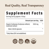 Real Mushrooms Cordyceps polvo, 60 porciones para uso diario.