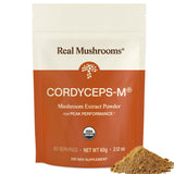 Real Mushrooms Cordyceps polvo orgánico, listo para bebidas diarias.