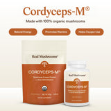 Real Mushrooms cordyceps etiqueta orgánica certificada para confianza