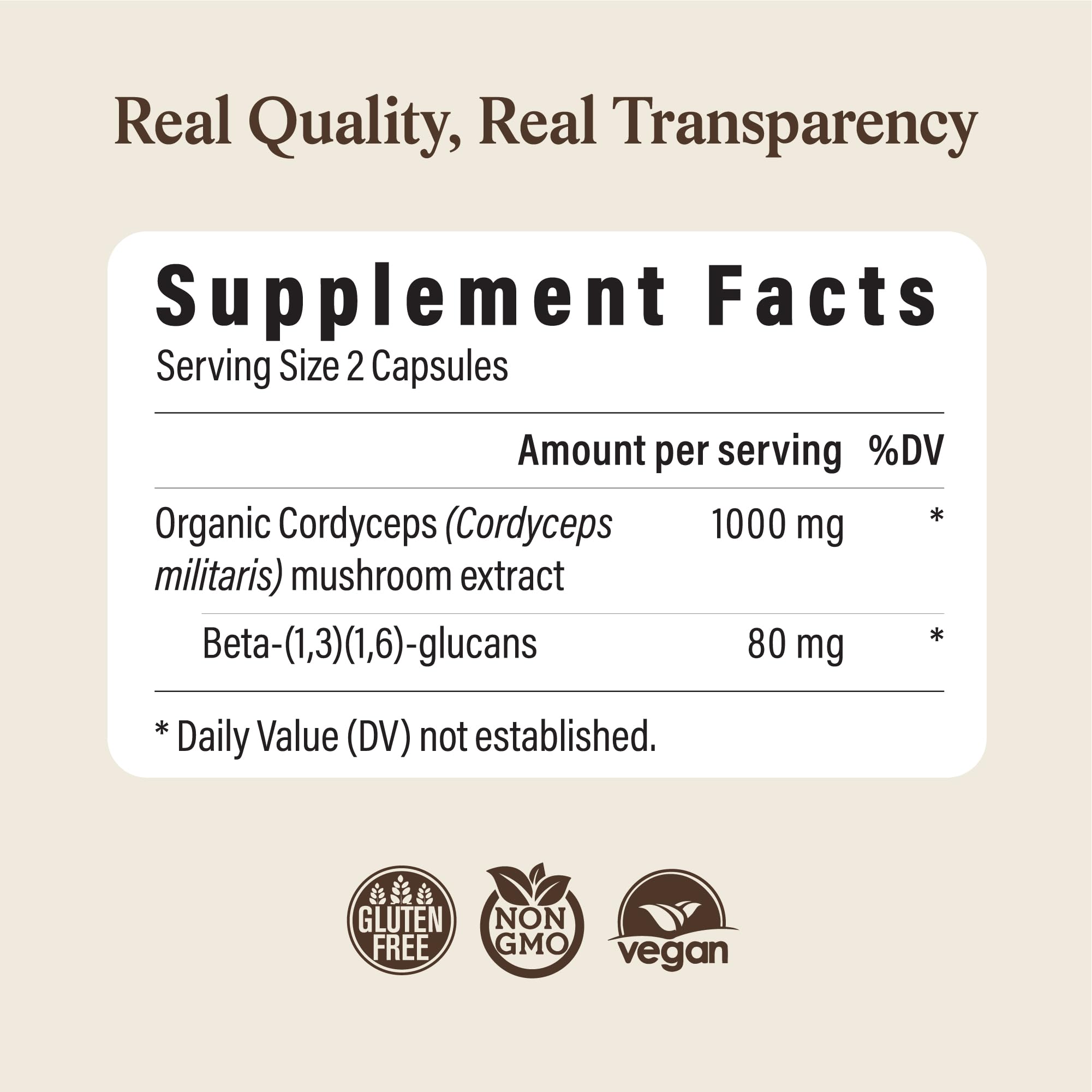 Real Mushrooms Cordyceps para un estilo de vida activo.