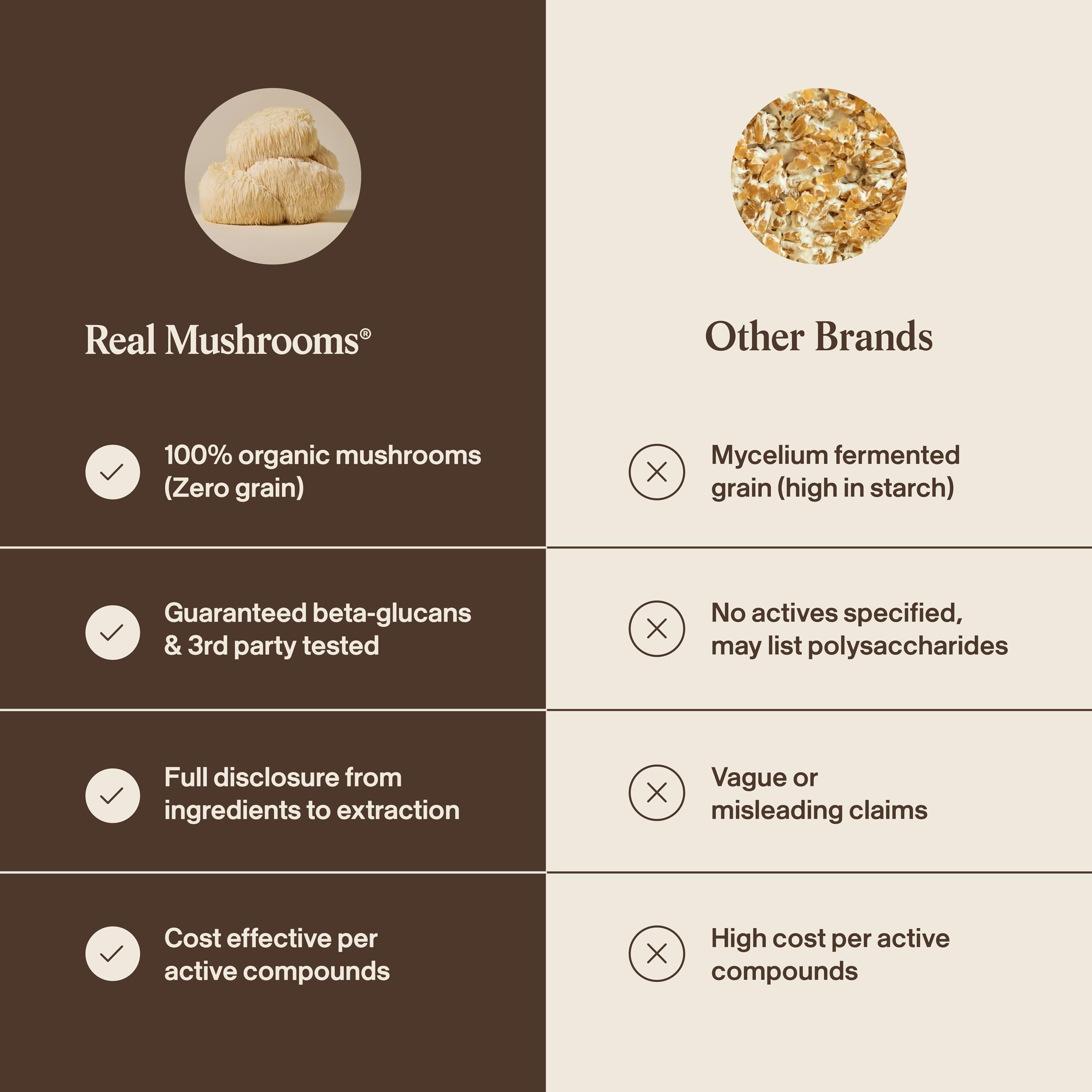 Real Mushrooms Lion Mane: enfoque suave y posibles beneficios para concentración.
