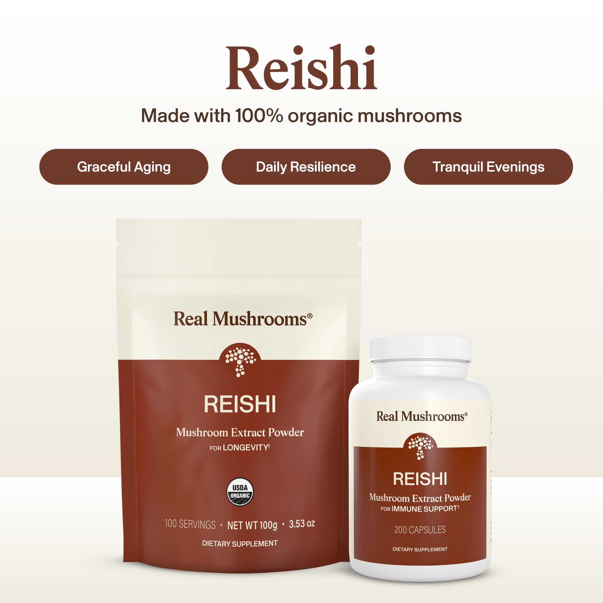 Real Mushrooms Reishi polvo del hongo rojo en bebidas