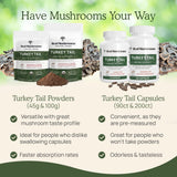 Real Mushrooms Turkey Tail polvo etiquetado USDA y orgánico para cocina