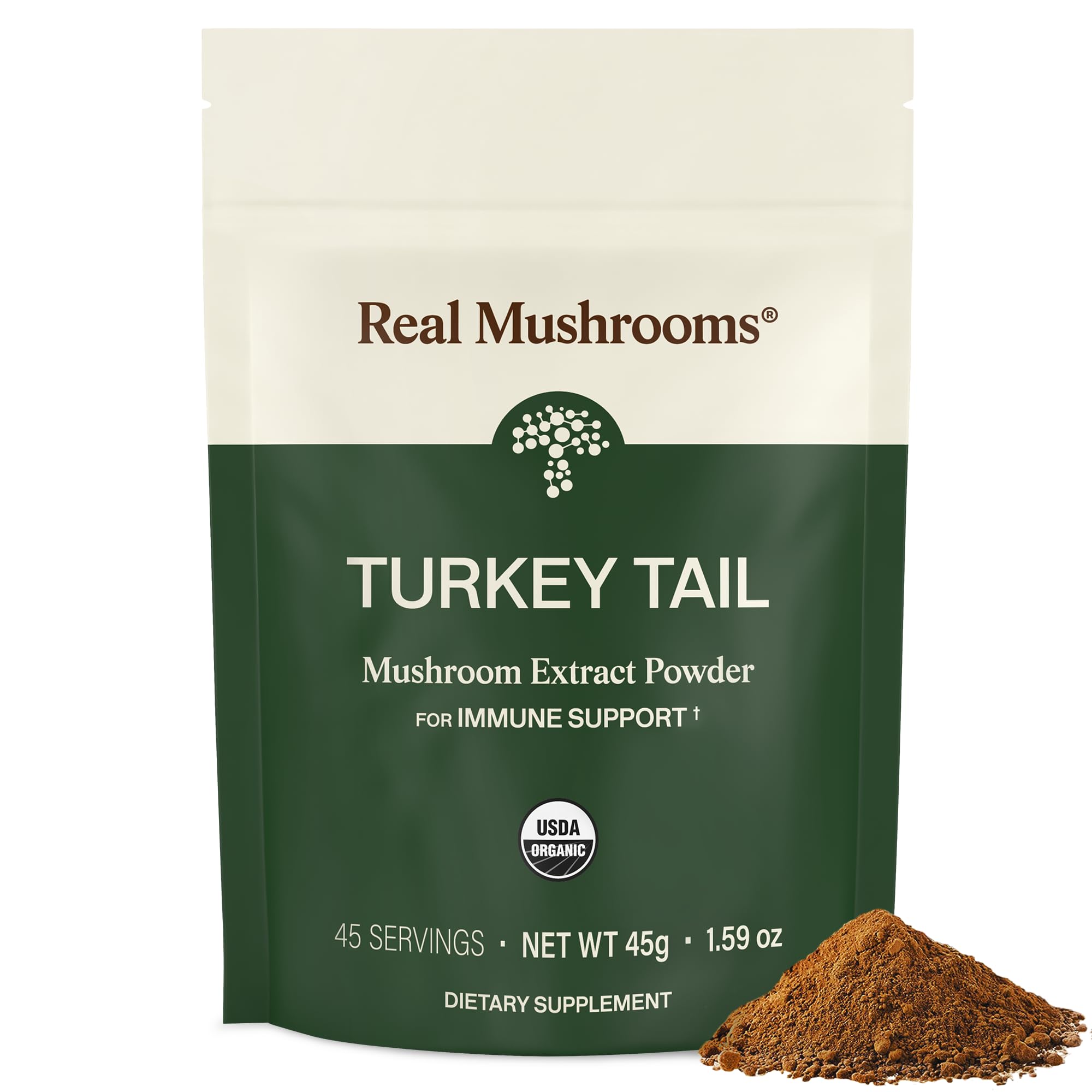 Real Mushrooms Turkey Tail polvo en frasco, mezcla fácil para bienestar diario