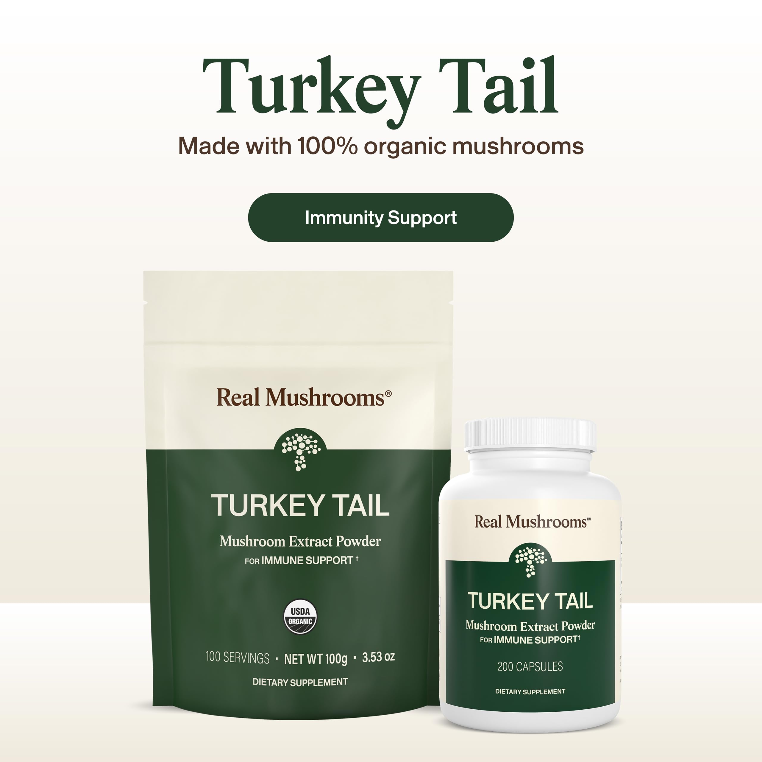Real Mushrooms Turkey Tail polvo, mezcla para cafe