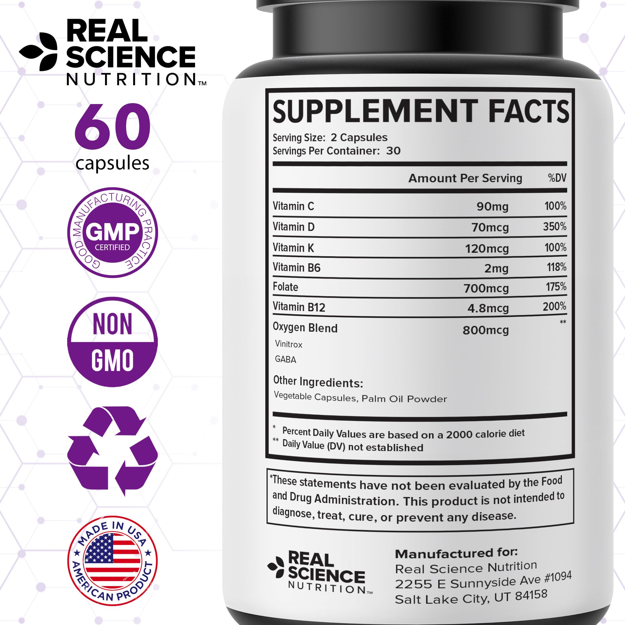 Real Science Oxygenate Miracle etiqueta estadounidense de calidad