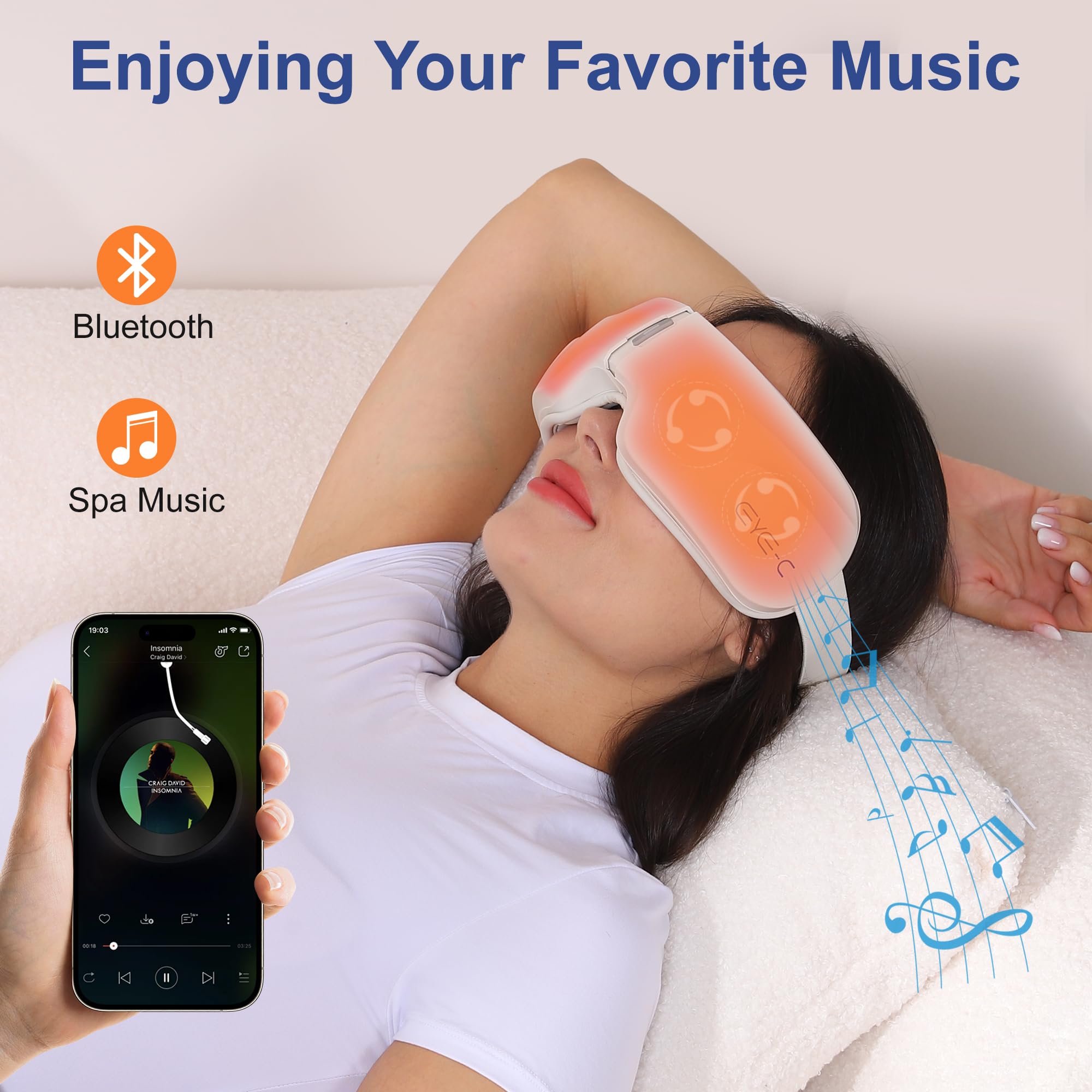 Eye-C Eye Massager ofrece calor suave para relajación ocular