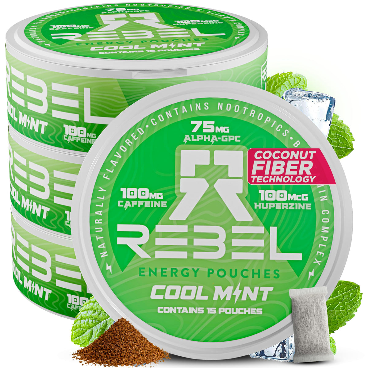 Rebel Suplementos, bolsas energizantes con cafeína y menta: energía sostenida para el día