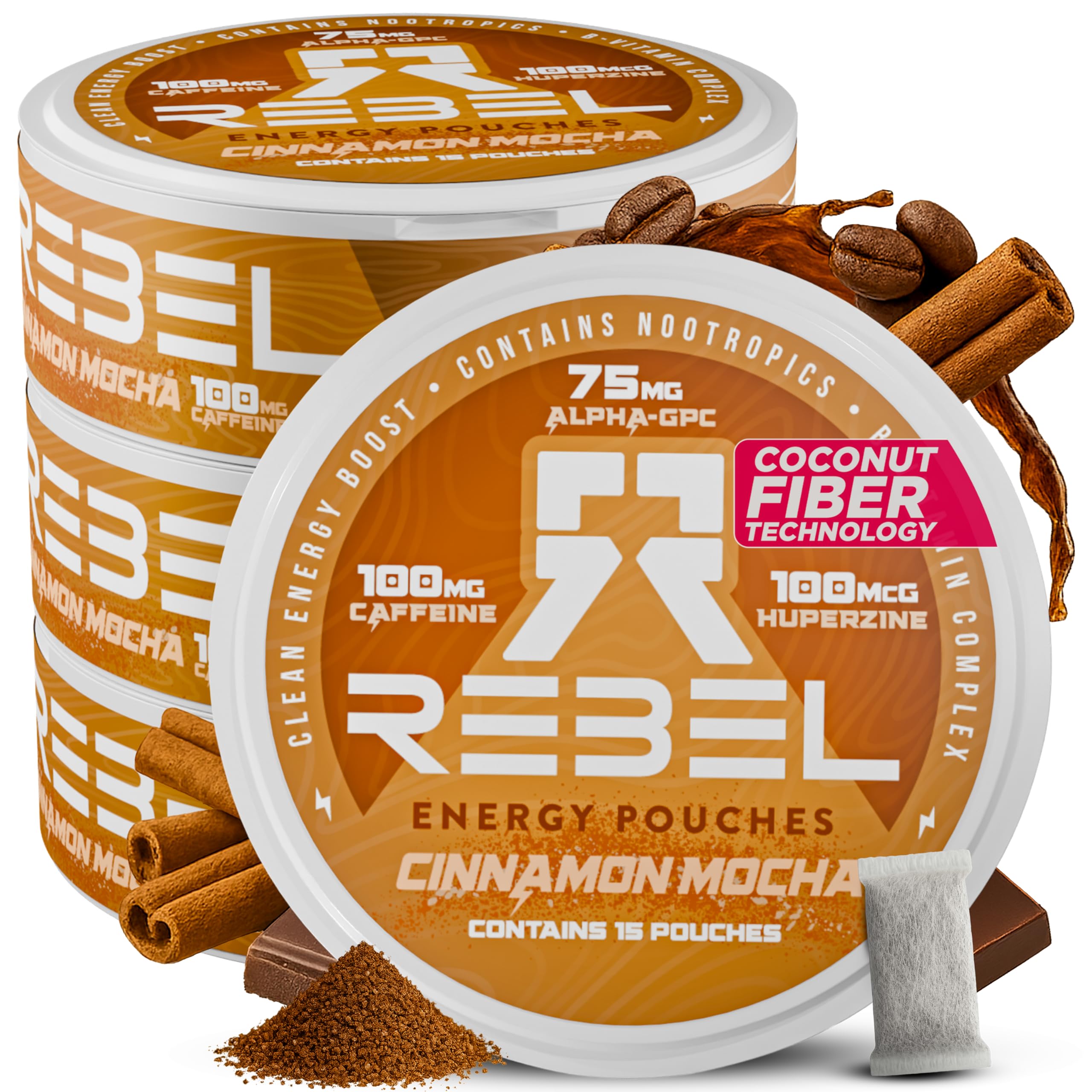 Bolsita Rebel Supplements con canela-mocha para energía sostenida sin irritación