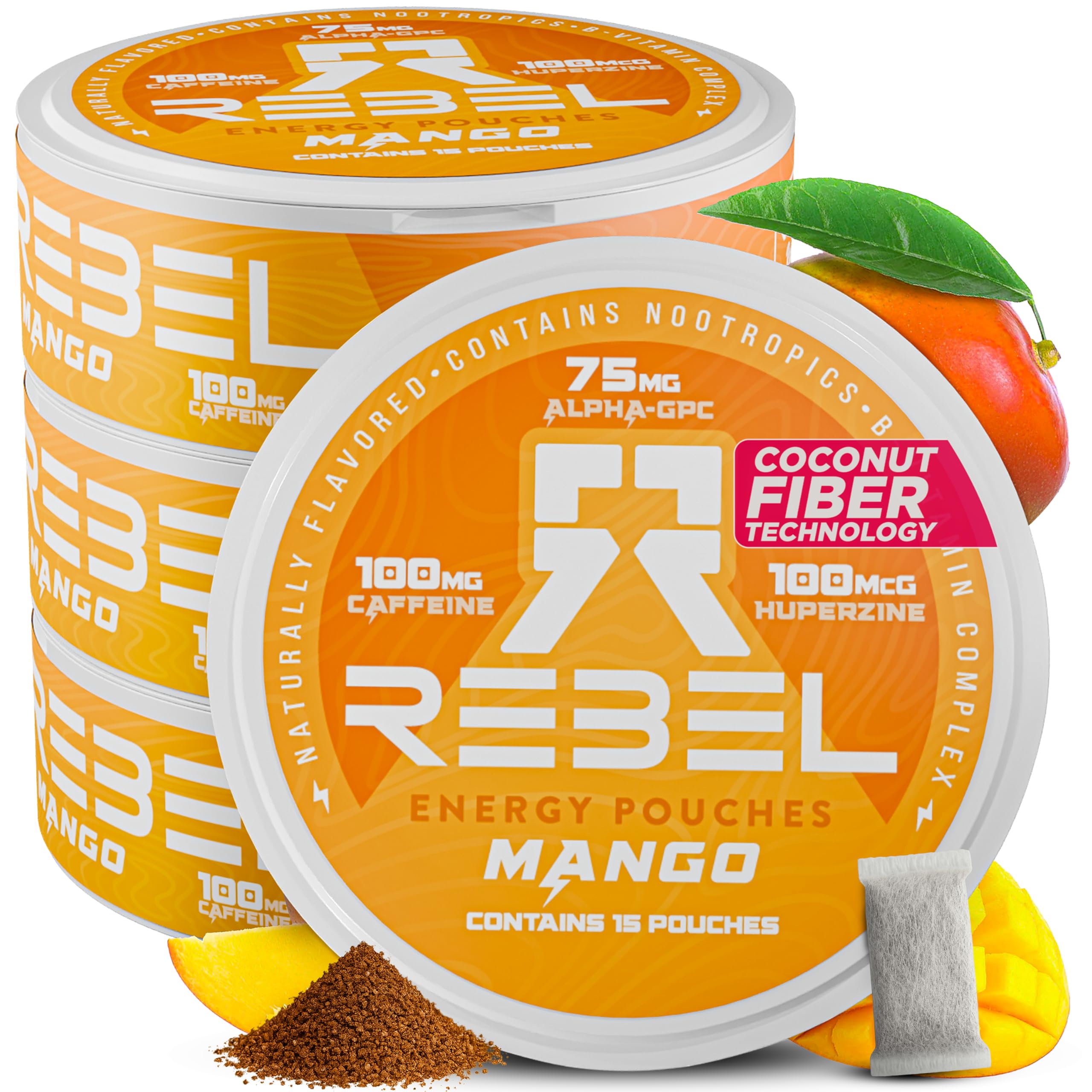 Rebel Supplements cafeína mango bolsa: energía sostenida para mantener enfoque durante la mañana