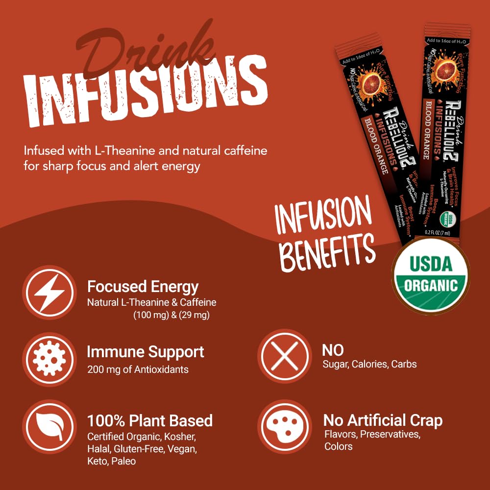 Rebellious mezcla naranja orgánica, vaso con agua fría: energía rápida para entrenamientos.