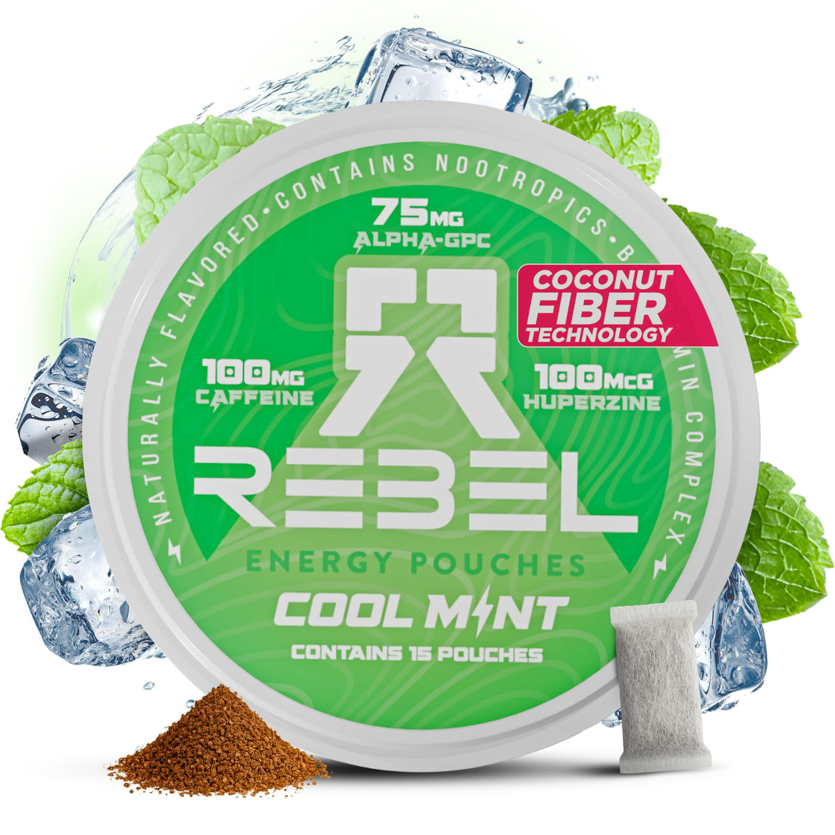Rebel Supplements lata mentas frescas para energía sostenida durante el día.