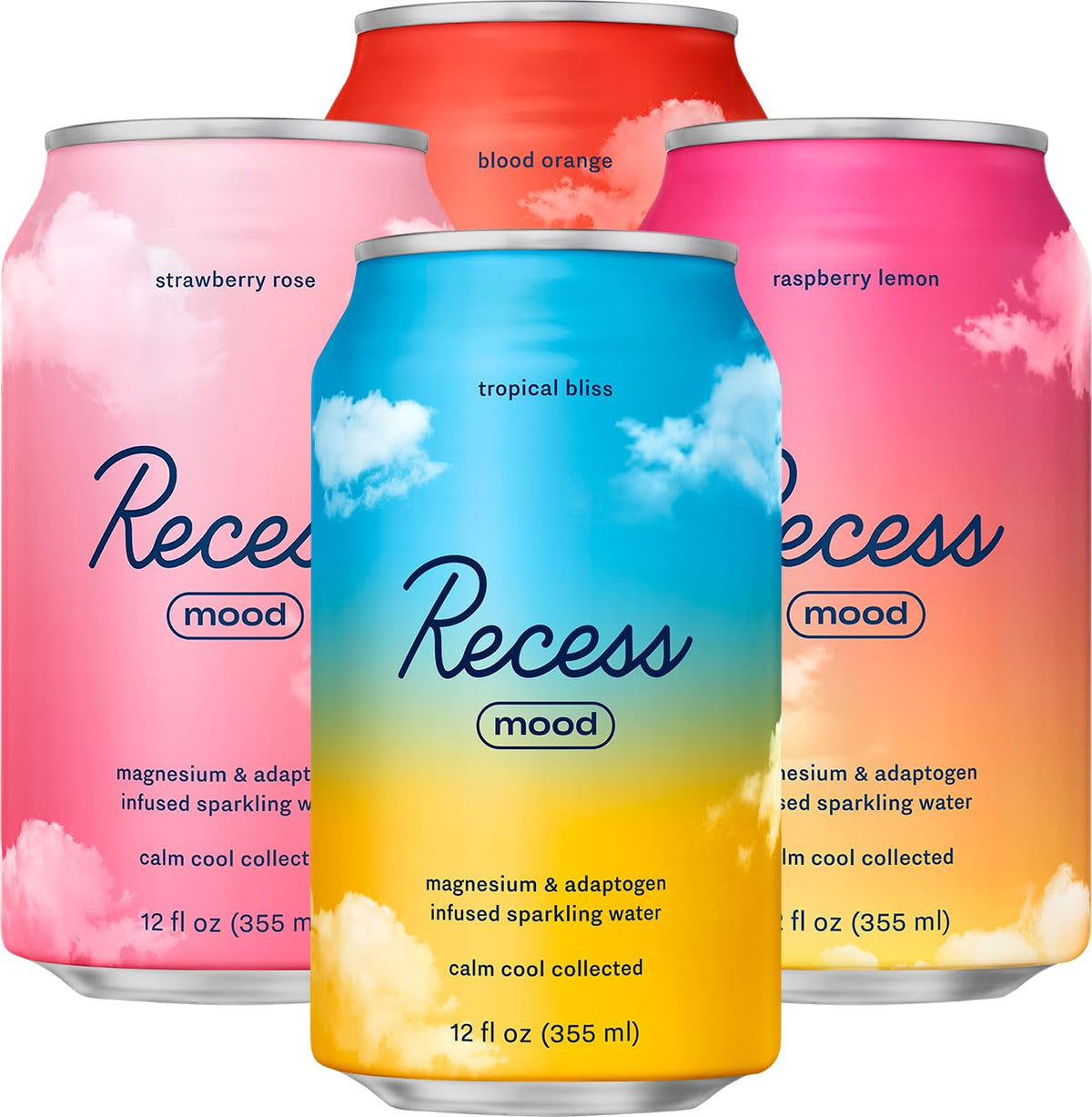 Recess Mood Paraíso Tropical, lata 12oz, relajación con sabor tropical.