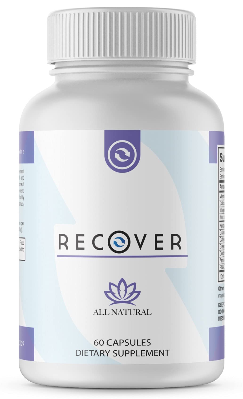 RECOVER botella de suplemento para apoyo al control de antojos y bienestar diario.