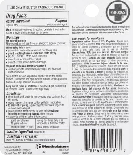 Envase Red Cross de 0,12 onzas, práctico para botiquín dental diario.