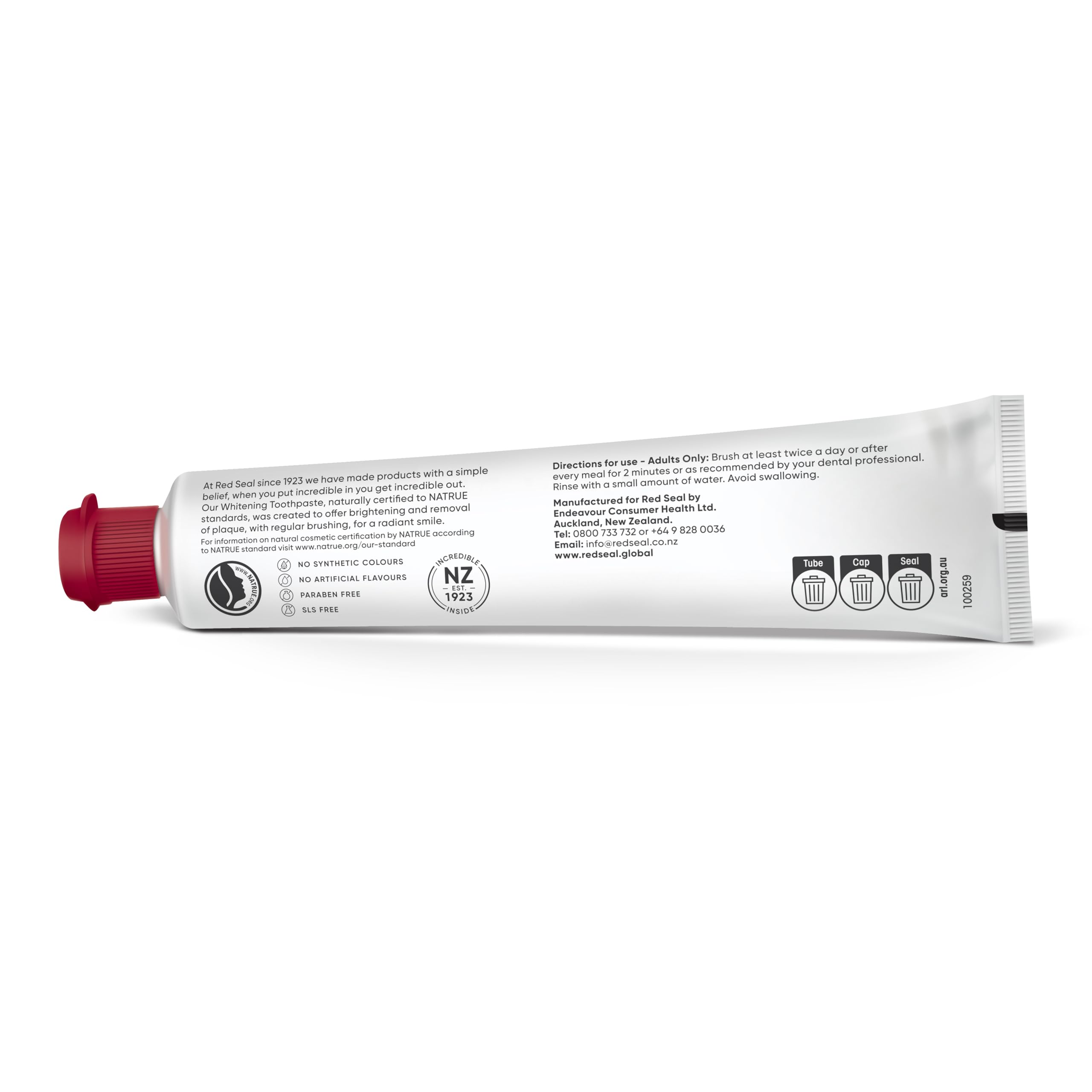 Fórmula sin fluoruro y sin SLS para una limpieza suave con Red Seal.