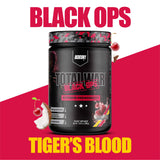 REDCON1 Total War Black Ops: etiqueta detallada con sabor Tigers Blood.